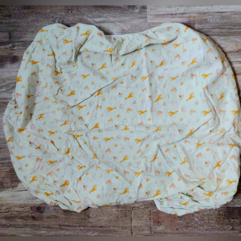 Kushies Baby 100% Cotton Flannel Playpen Fitted Sheet Jungle Animal Pale Green